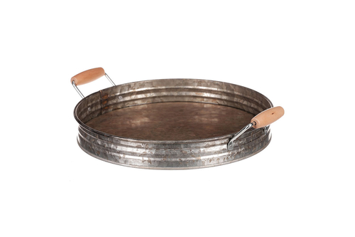 Tác kovový - tvar pánve, zinkový, barva měděná