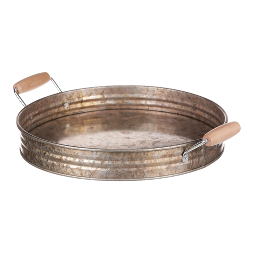 Tác kovový - tvar pánve, zinkový, barva měděná