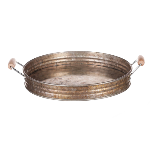 Tác kovový - tvar pánve, zinkový, barva měděná