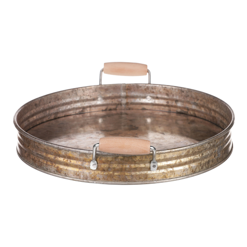 Tác kovový - tvar pánve, zinkový, barva měděná