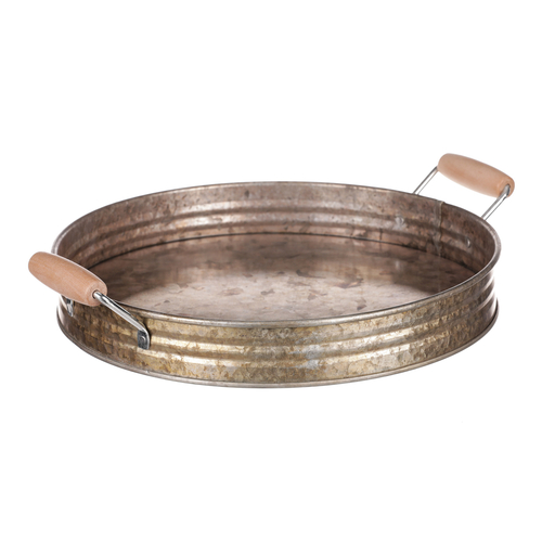 Tác kovový - tvar pánve, zinkový, barva měděná