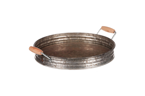 Tác kovový - tvar pánve, zinkový, barva měděná