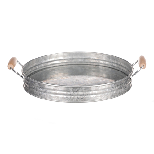 Tác kovový - tvar pánve, zinkový, barva stříbrná