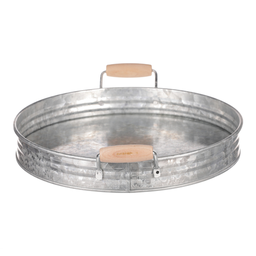 Tác kovový - tvar pánve, zinkový, barva stříbrná