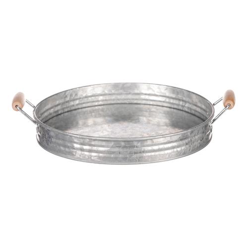 Tác kovový - tvar pánve, zinkový, barva stříbrná