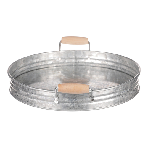 Tác kovový - tvar pánve, zinkový, barva stříbrná