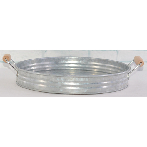 Tác kovový - tvar pánve, zinkový, barva stříbrná