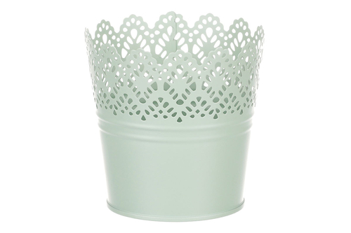 Obal kovový - kulatý, krajkový okraj, barva zelená