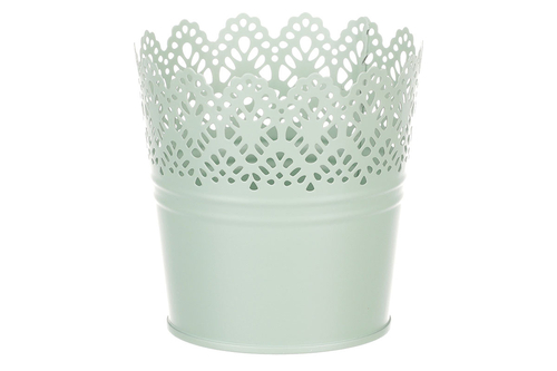 Obal kovový - kulatý, krajkový okraj, barva zelená