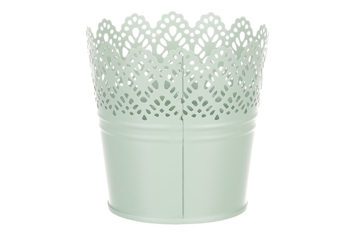 Obal kovový - kulatý, krajkový okraj, barva zelená