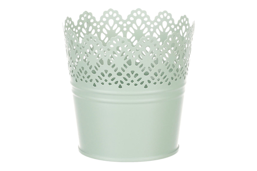 Obal kovový - kulatý, krajkový okraj, barva zelená