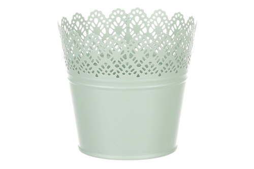 Obal kovový - kulatý, krajkový okraj, barva zelená