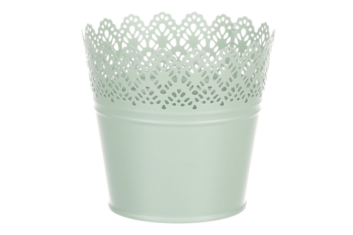 Obal kovový - kulatý, krajkový okraj, barva zelená