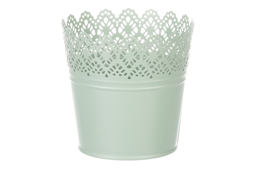 Obal kovový - kulatý, krajkový okraj, barva zelená