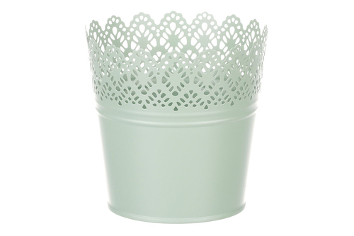 Obal kovový - kulatý, krajkový okraj, barva zelená