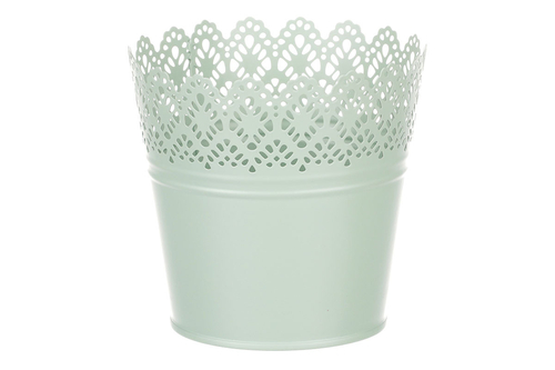 Obal kovový - kulatý, krajkový okraj, barva zelená