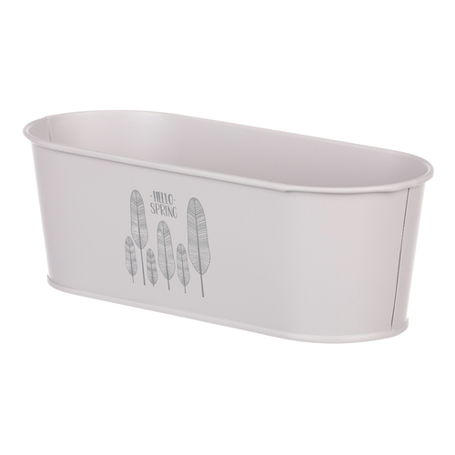 Obal kovový - truhlík s peříčky, barva šedá