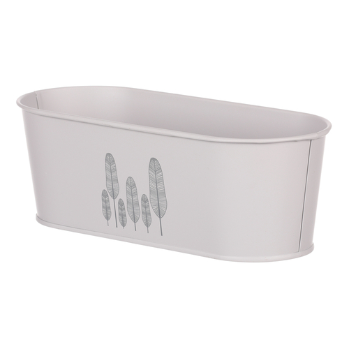 Obal kovový - truhlík s peříčky, barva šedá