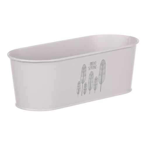 Obal kovový - truhlík s peříčky, barva šedá