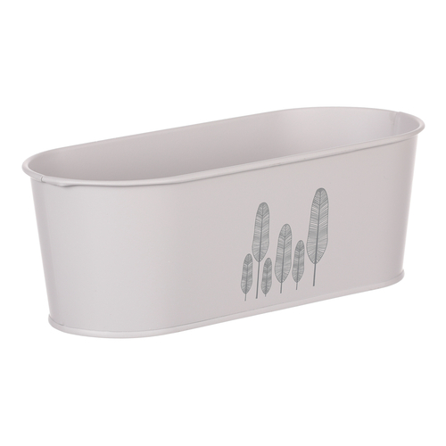 Obal kovový - truhlík s peříčky, barva šedá