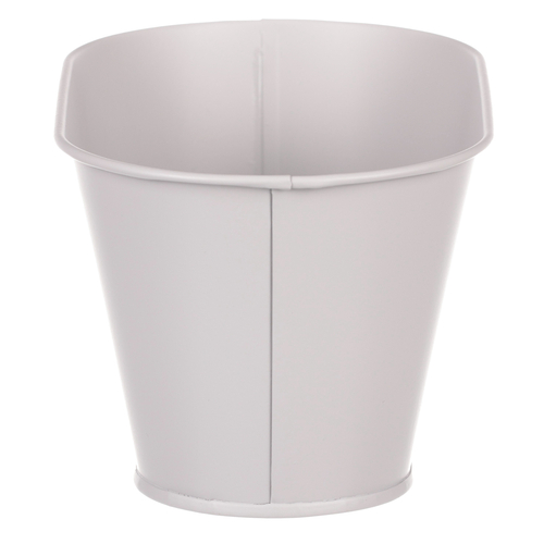 Obal kovový - truhlík s kopretinami, barva šedá