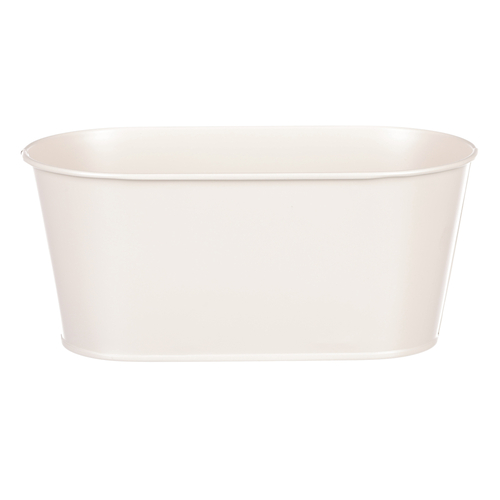 Obal kovový - truhlík s kopretinami, barva krémová