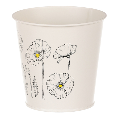 Obal kovový - kulatý s kvetoucím mákem, barva krémová