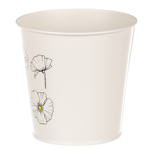 Obal kovový - kulatý s kvetoucím mákem, barva krémová