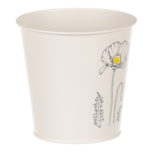 Obal kovový - kulatý s kvetoucím mákem, barva krémová