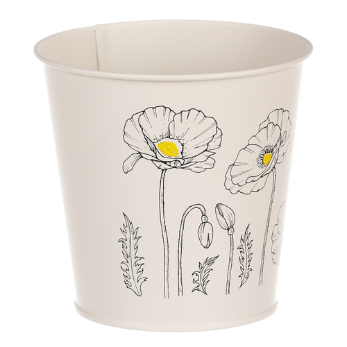 Obal kovový - kulatý s kvetoucím mákem, barva krémová