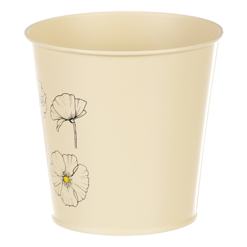 Obal kovový - kulatý s kvetoucím mákem, barva žlutá