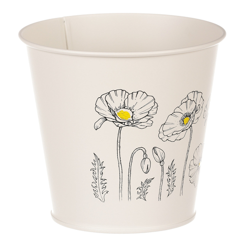 Obal kovový - motiv kvetoucího máku, krémový