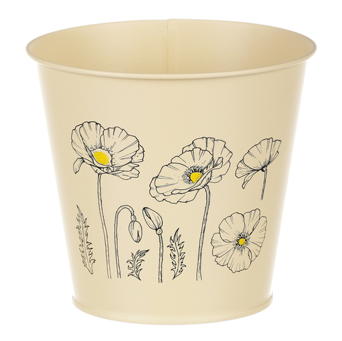 Obal kovový - motiv kvetoucího máku, žlutý