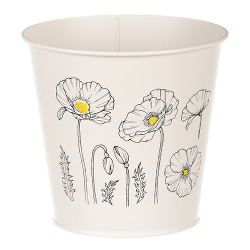 Obal kovový - motiv kvetoucího máku, krémový