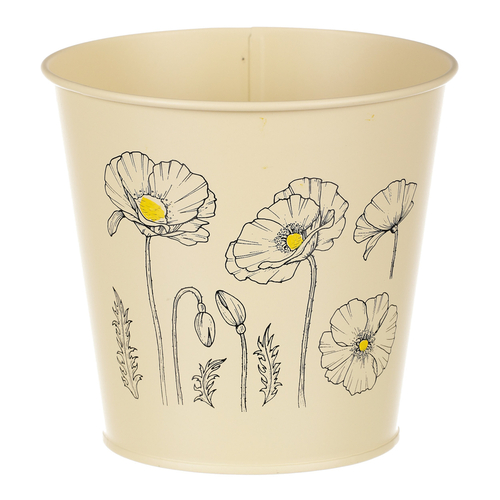 Obal kovový - motiv kvetoucího máku, žlutý