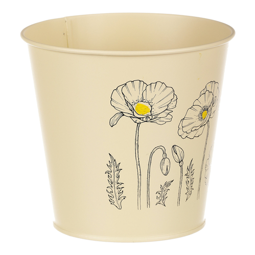 Obal kovový - motiv kvetoucího máku, žlutý