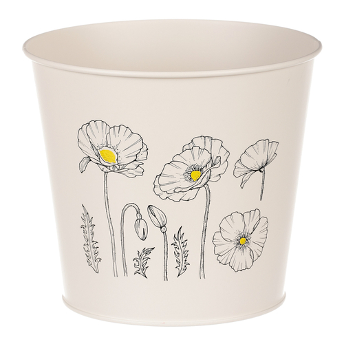 Obal kovový - motiv kvetoucího máku, krémový