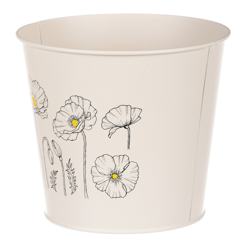Obal kovový - motiv kvetoucího máku, krémový