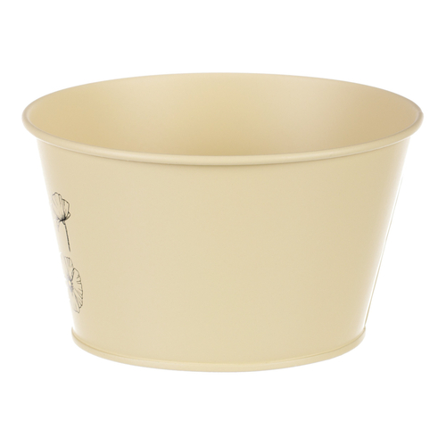 Obal kovový - nízký, motiv kvetoucího máku, žlutý