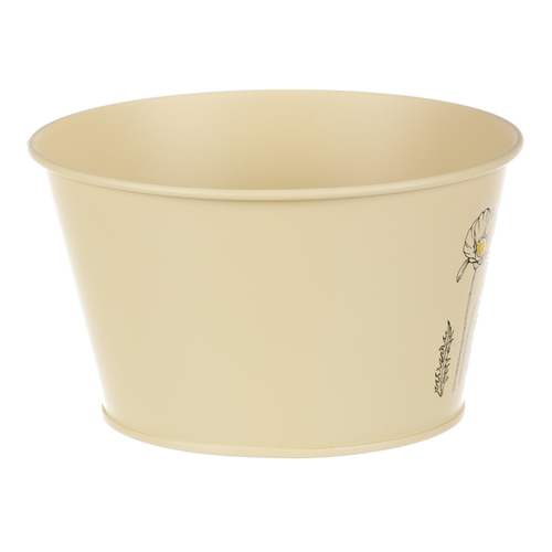 Obal kovový - nízký, motiv kvetoucího máku, žlutý