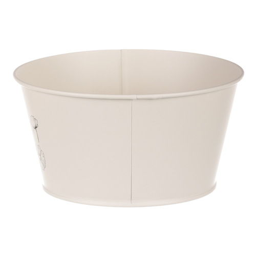 Obal kovový - nízký, motiv kvetoucího máku, krémový