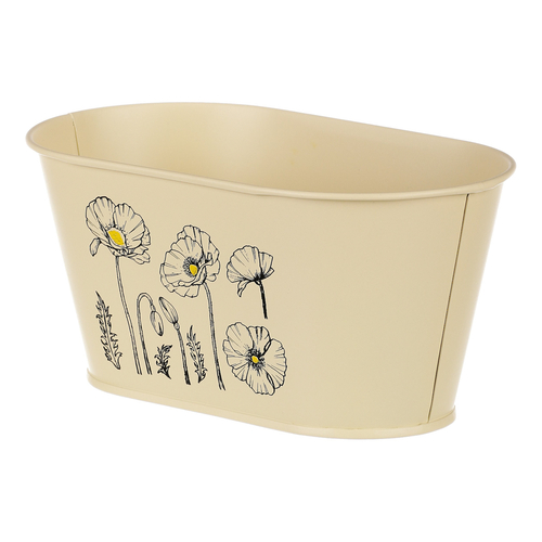 Truhlík kovový - motiv kvetoucího máku, žlutý