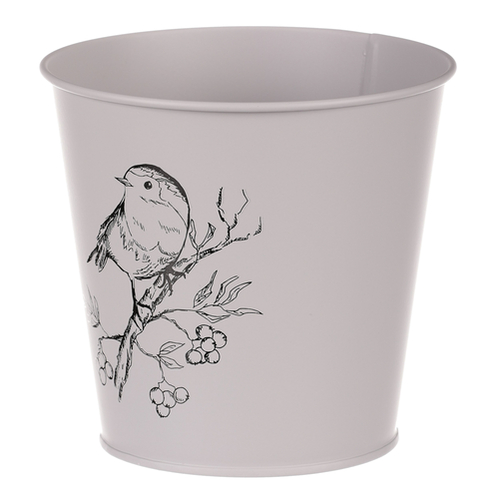 Obal kovový - motiv ptáčka, barva šedá