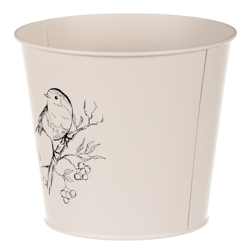 Obal kovový - motiv ptáčka, barva krémová