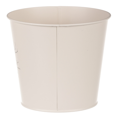 Obal kovový - motiv ptáčka, barva krémová