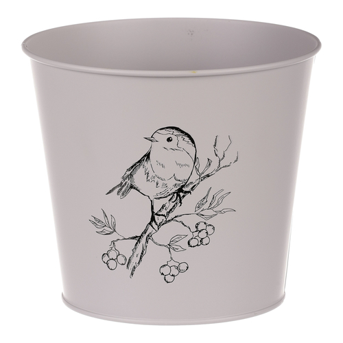 Obal kovový - motiv ptáčka, barva šedá