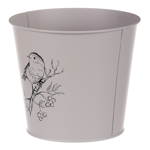 Obal kovový - motiv ptáčka, barva šedá