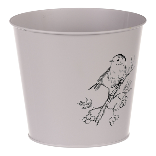 Obal kovový - motiv ptáčka, barva šedá