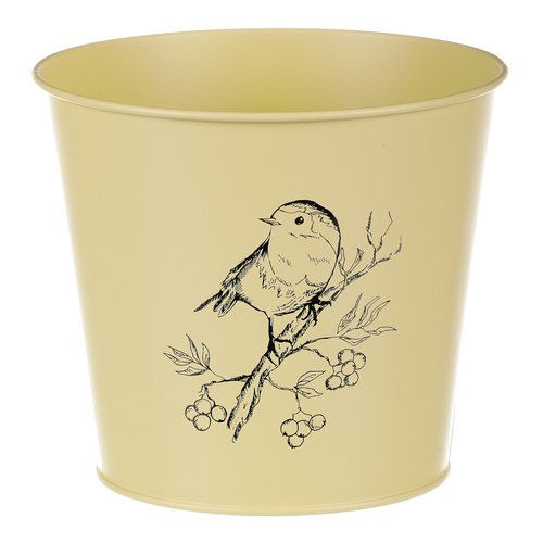Obal kovový - motiv ptáčka, barva žlutá