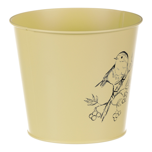 Obal kovový - motiv ptáčka, barva žlutá
